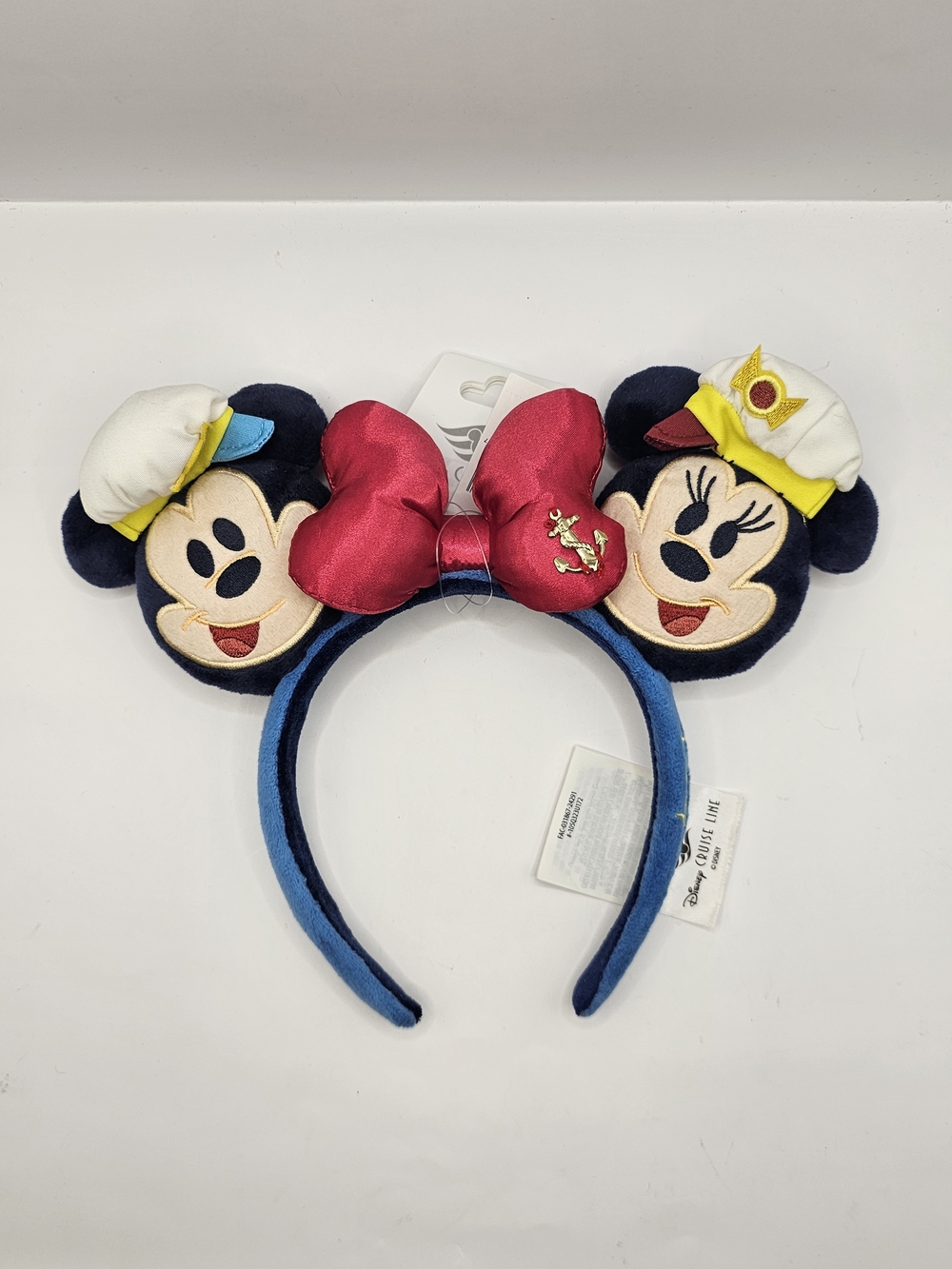 Disney Cruise Line Mickey Minnie Captain Plush Ear Headband NWT